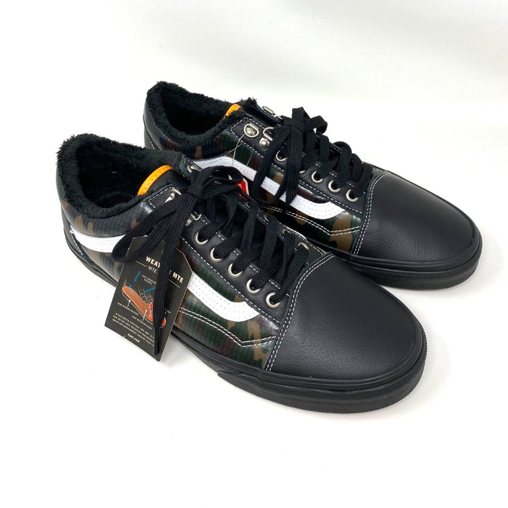VANS Old Skool MTE Men's Leather Black Green Camo Khaki Size 11.5 VN0A348F2TI - Picture 2 of 10
